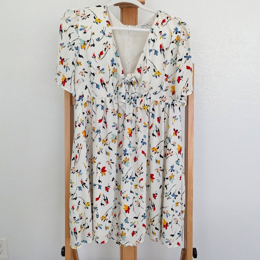 Madewell Tie-Front Mini Dress In Drifting Flowers